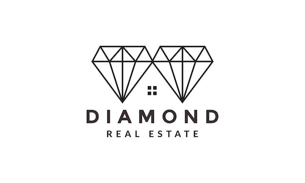 Lijnen diamant met home logo vector symbool pictogram ontwerp grafische afbeelding
