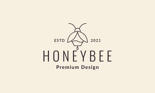 Lijnen hipster honingbij logo symbool vector pictogram illustratie grafisch ontwerp