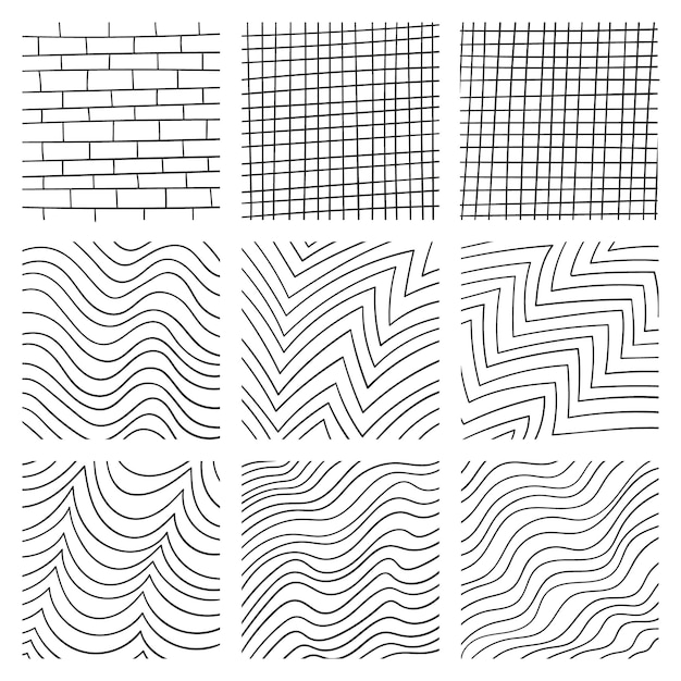 Vector lijnen in verschillende stijlen gekarteerde bakstenen golven in verschillende posities