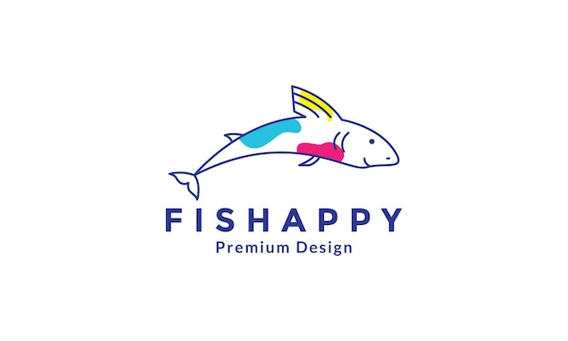 Lijnen kunst abstracte kleur vliegende vis zee logo ontwerp vector pictogram symbool illustratie
