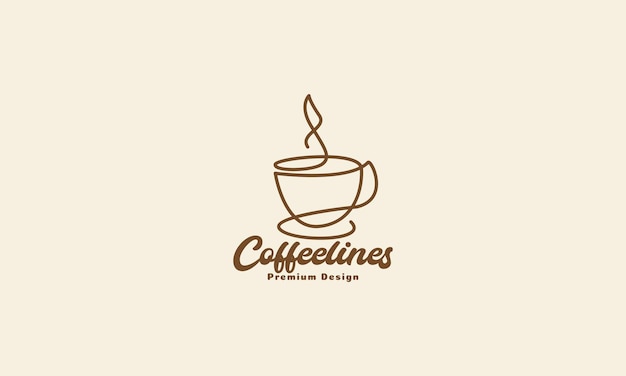 Lijnen kunst kopje koffie of thee of chocolaatjes logo ontwerp vector pictogram symbool illustratie