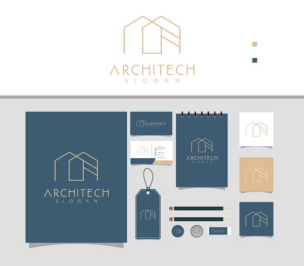 Vector lijnen modern huisarchitectuur logo ontwerp en merkidentiteit