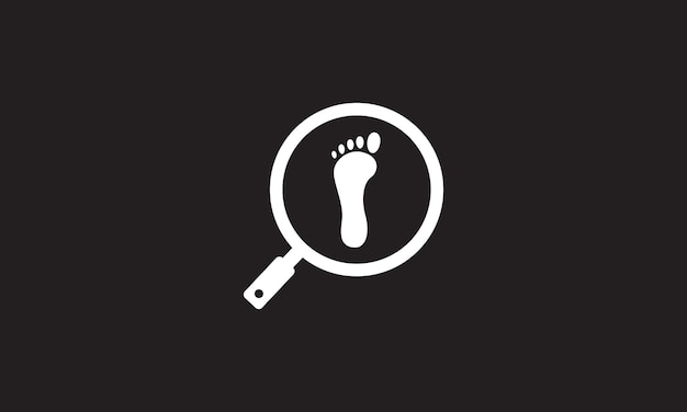 Lijnen vergrootglas met voetafdruk logo symbool vector pictogram illustratie ontwerp