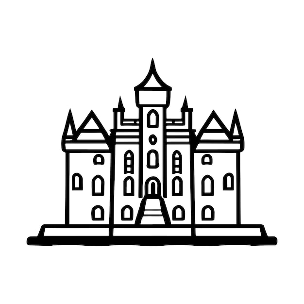 lijnillustratie van het Victoriaanse kasteel
