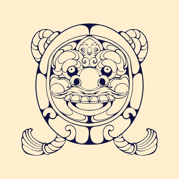 Lijnkunst Daruma masker vector