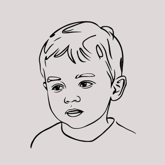 Lijnkunst van Cute Baby Cute Boy Minimal Vector
