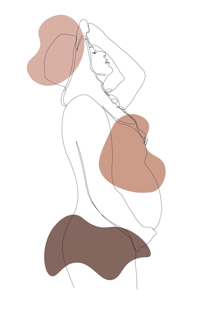 Lijnkunstillustratie van een zwangere vrouw