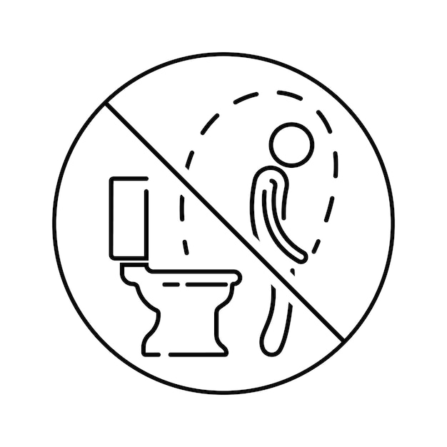 Lijnpictogram niet doorspoelen Vectorillustratie van toiletverbod Zwarte omtrekpictogram voor waarschuwing voor toilet