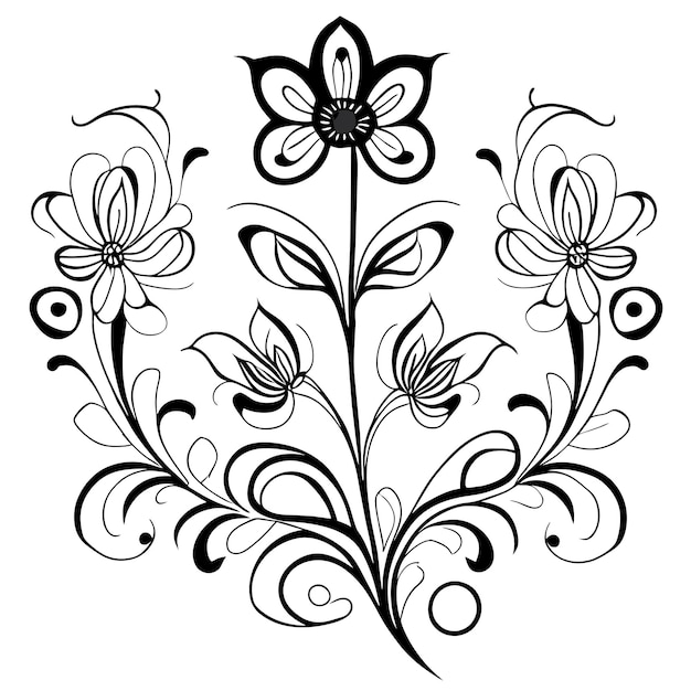Lijntekenen bloemen boeket decoratie of bloemenarrangement bloem en bladeren lijnkunst