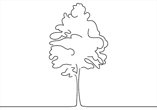 lijntekening van boom op witte achtergrond. vector illustratie