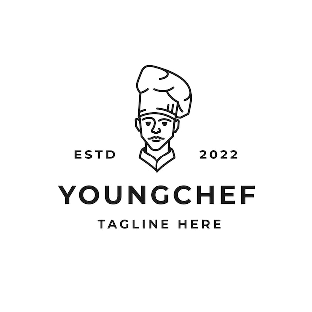 Lijntekeningen Chef Restaurant logo ontwerp inspiratie vector pictogram illustratie