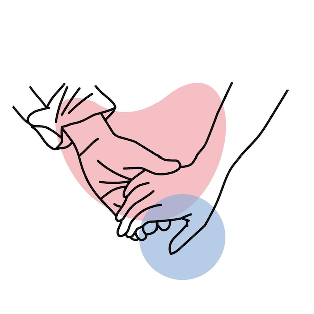 lijntekeningen hand in hand