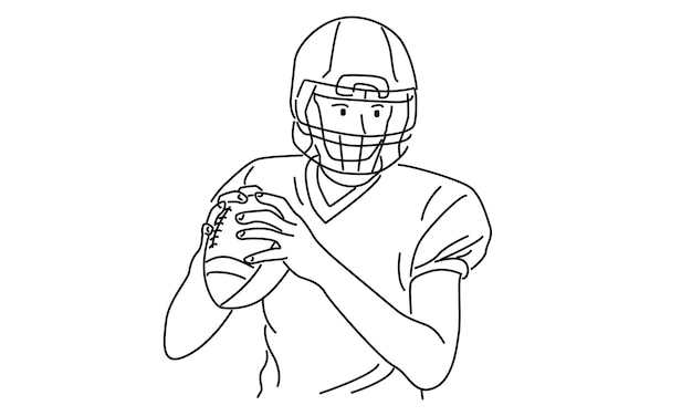 lijntekeningen van American football-speler die een bal vasthoudt