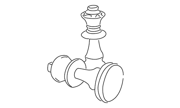 lijntekeningen van schaakspel vectorillustratie