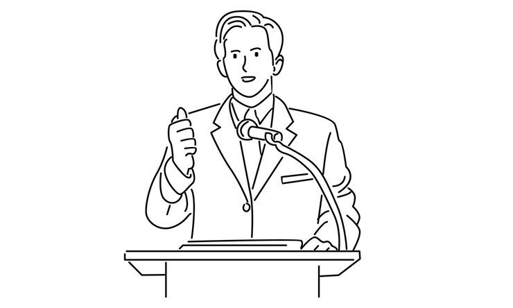 lijntekeningen van spreker in het openbaar vectorillustratie