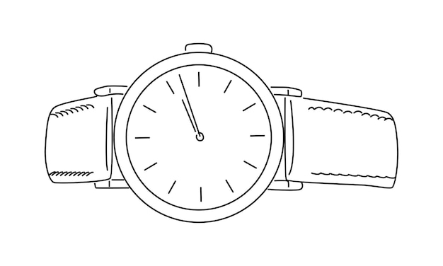 Vector lijntekeningen van vintage horloge vectorillustratie