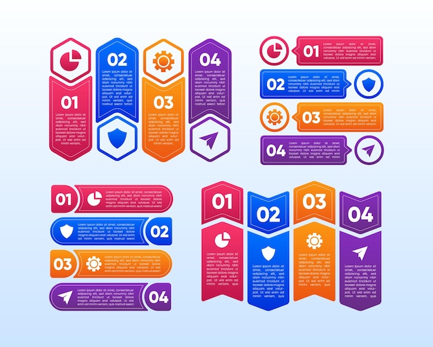 Lijst Infographics Template Collection Set voor presentatie