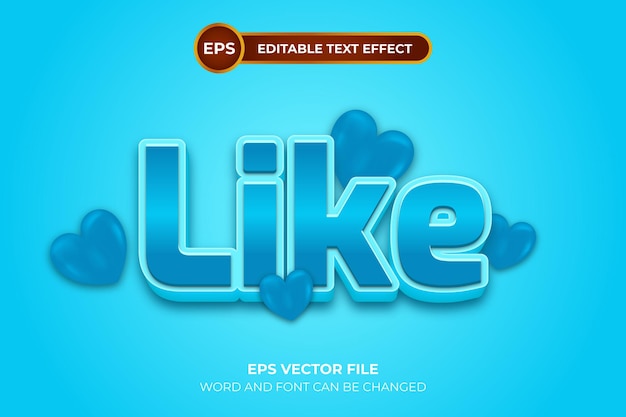 Vector like blue editable text effect template