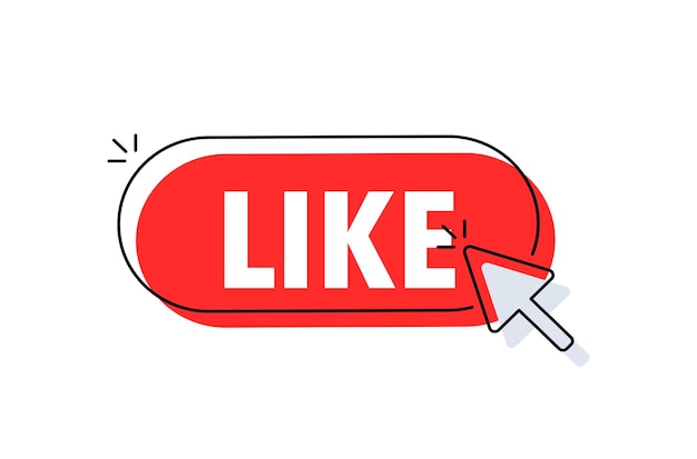 Like button with cursor Pointer click Vector web button