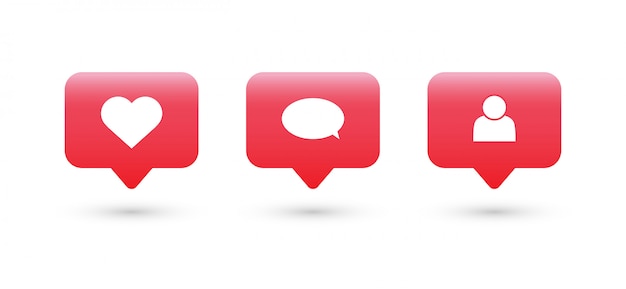 Like, comment, follow icon. social media notifications icons.