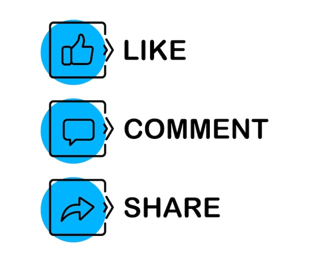 Vector like comment and share buttons