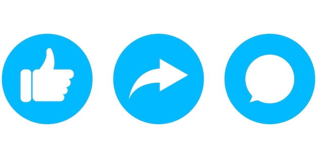 Come il set di icone di condivisione dei commenti pulsante dei social media del cerchio vettoriale