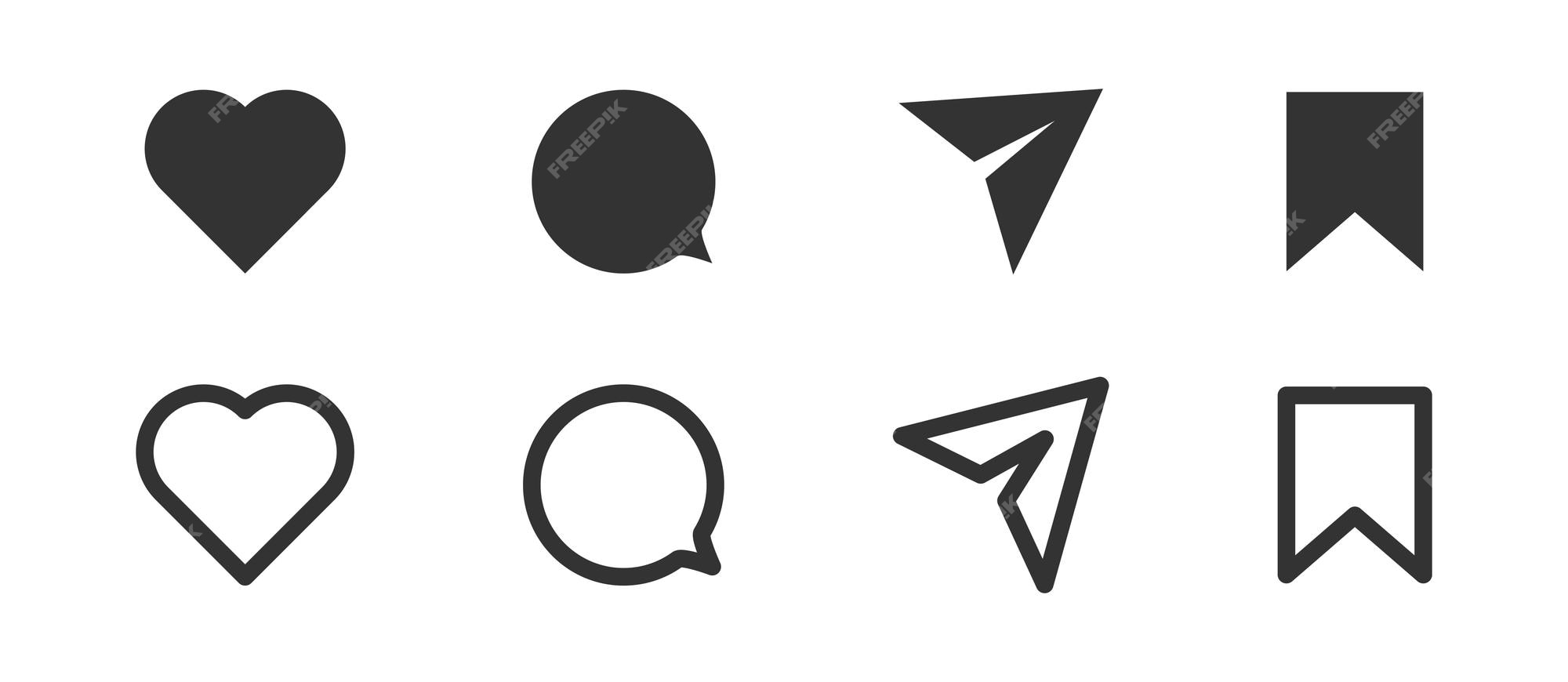 Premium Vector | Like comment share save icon set social media symbol ...