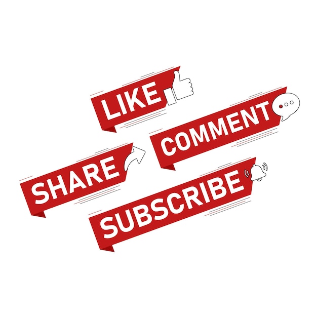 Like, comment, share, subscribe buttons vector design template