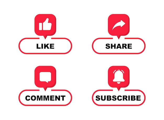 Like comment share and subscribe web buttons