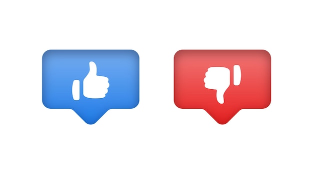 Like dislike buttons or thumbs up down  in modern speech bubble social media notification icons