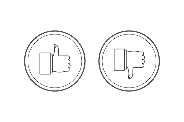 Vector like and dislike icons set. thumbs up and thumbs down