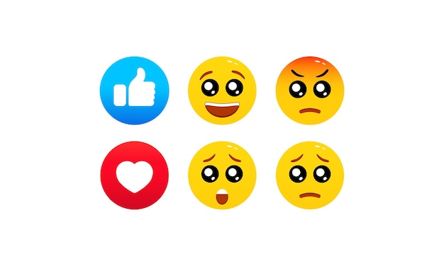 Vector like, emoji, emoticons icon flat. social network reactions. communication chat elements. vector on isolated white background. eps 10.