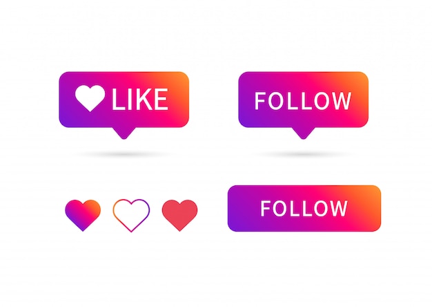 Like and follower icons set.