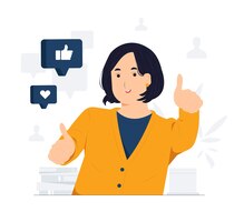 Like hand sign feedback public approval joy success happiness and thumbs up concept illustration