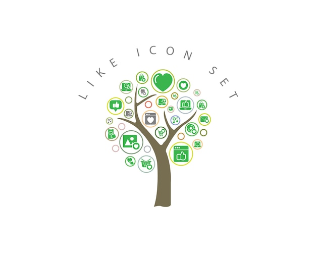 Like icon set on white background Premium Vector