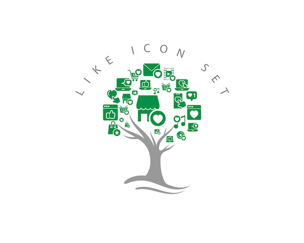 Vector like icon set on white background premium vector