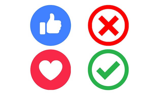 Vector like love checklist stop symbols on social media