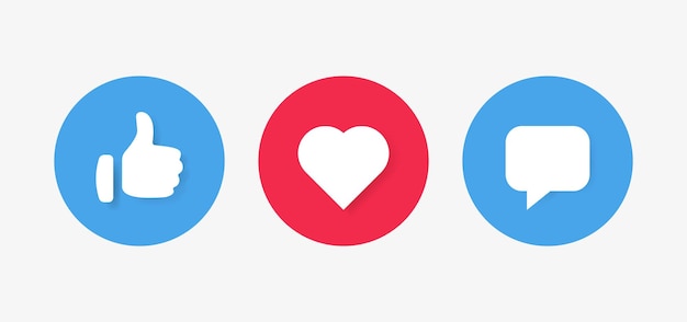 Vector like love comment icon button for social media notification icons or networking reactions