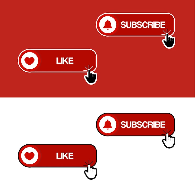 Vector like, love and subscribe illustration for logo or icon in social media