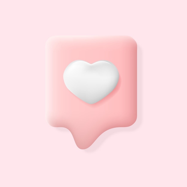 Like notification element Chat bubble with heart icon for mobile app social media application