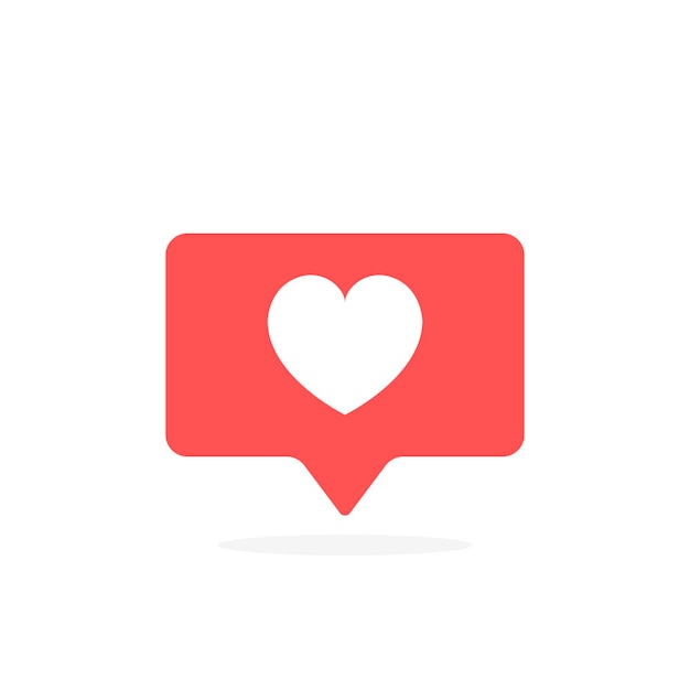 Vector like notifications, heart icon in rounded square pin. modern flat style vector illustration.