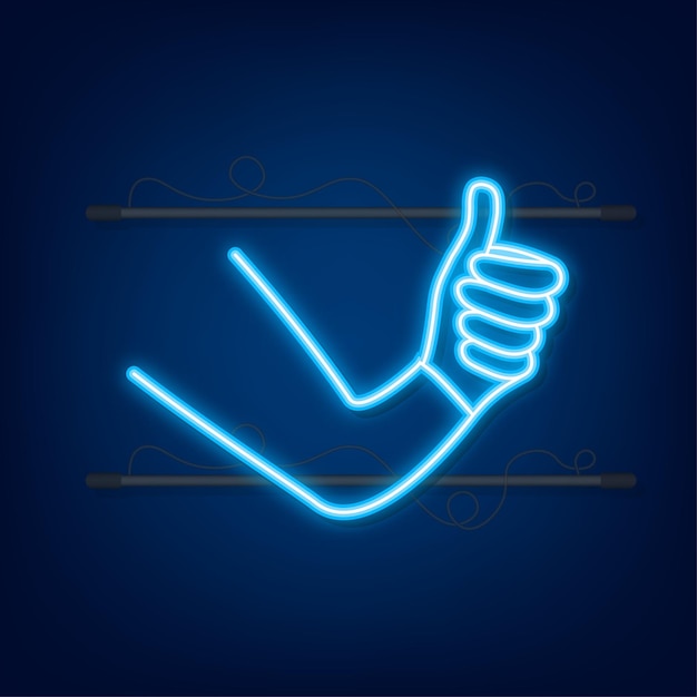 Like, Recommend, feedback. Neon icon. Social network post. Social media like. Vector illustration