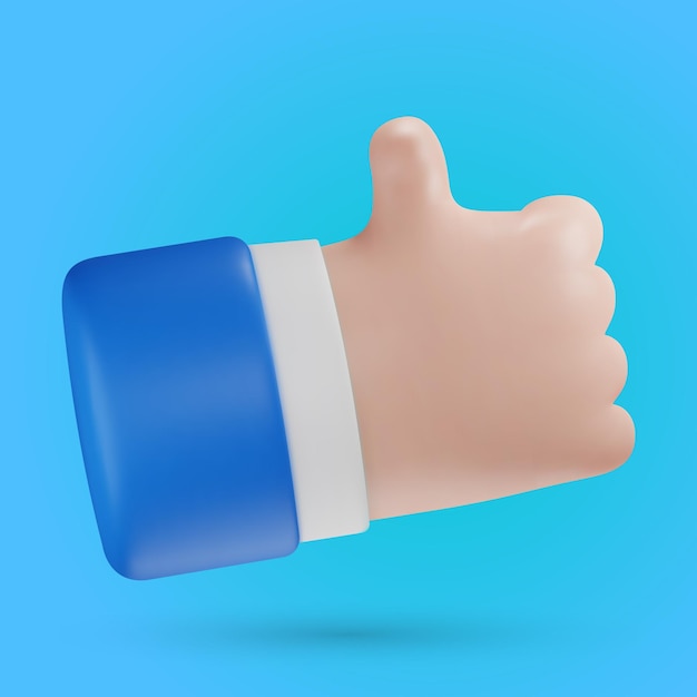 Vector like thumbs up pose realistic 3d vector illustration