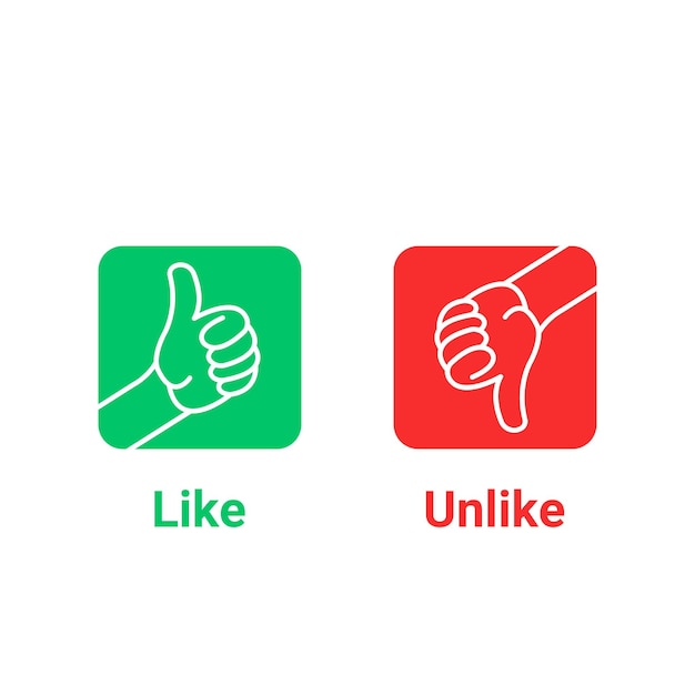 like and unlike red and green logo flat style trend modern simple ui logotype graphic art design isolated on white concept of super cool or sure client recall and learning mistake like dos and donts