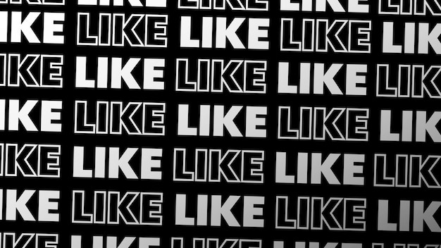 Like words seamless pattern black and white background