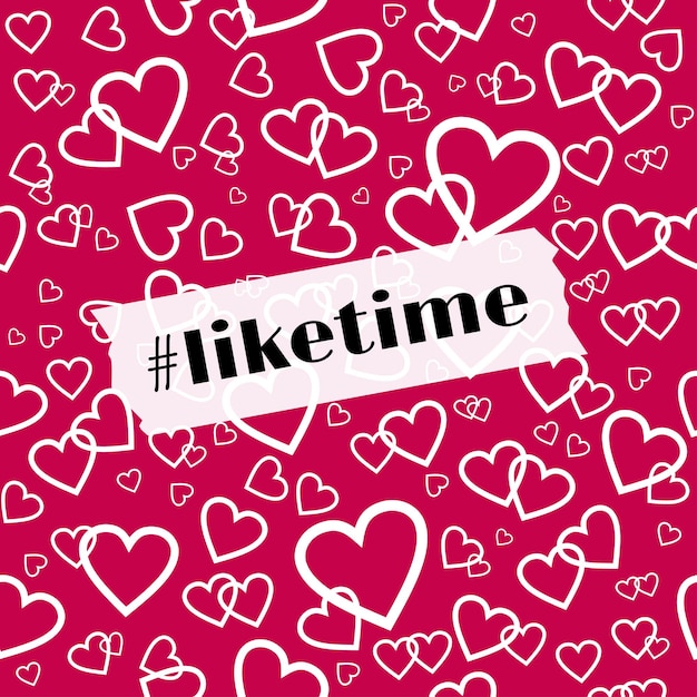 Liketime-vectorsjabloon voor blog op sociale media. achtergrond met hartjes