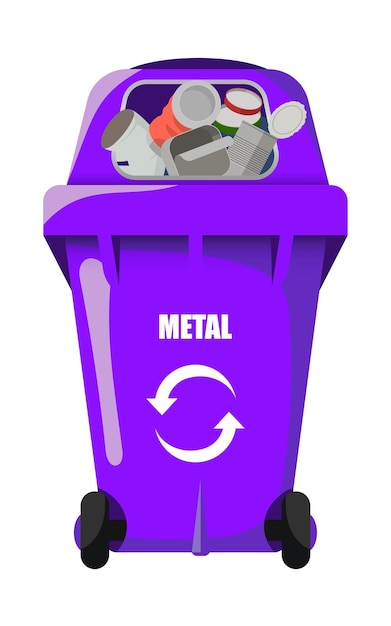 Lila vectorprullenbak voor metaal