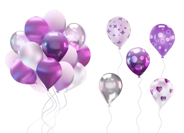 Vector lila witte transparante ballonnen