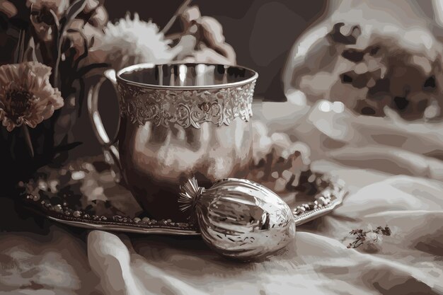 Lilac and a cup of tea floral useful tea