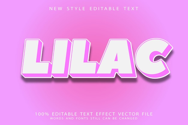 Lilac editable text effect emboss modern style